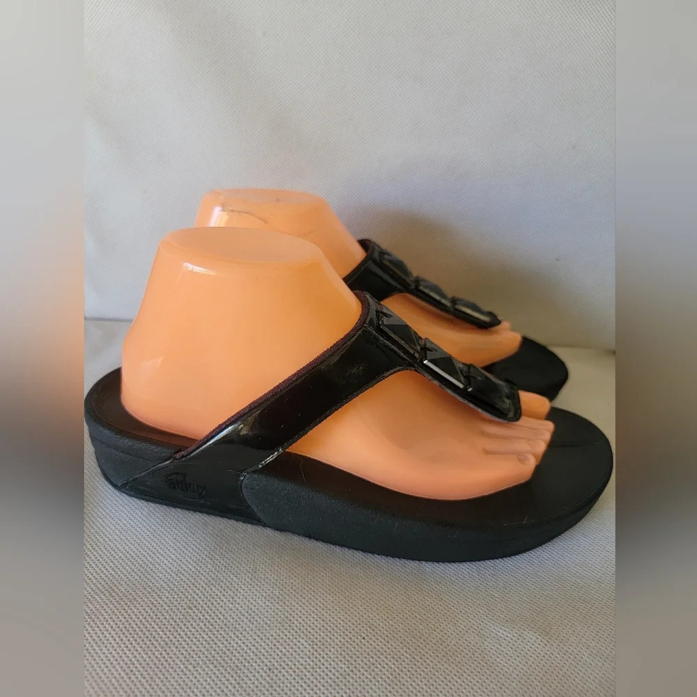 FITFLOP BLACK SANDALS WITH JEWEL DECORATION (sz 10) - Picture 3 of 6